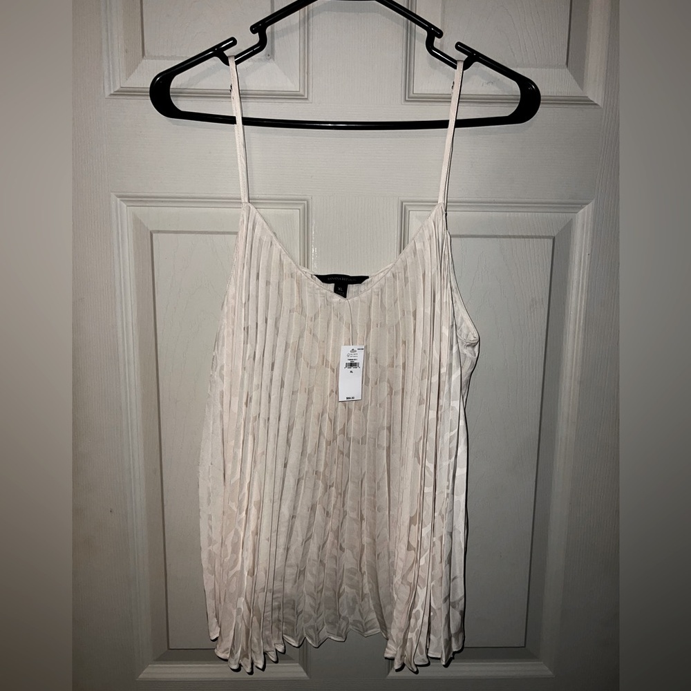 NWT New Banana Republic Cream Pleated Tank Top Sz XL